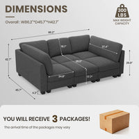 Charcoal-Grey-/-Terry-3-Seat-Sleeper-Sofa-dimension