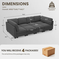 Charcoal-Grey-/-Terry-5-Seat-Sleeper-Sofa-dimension