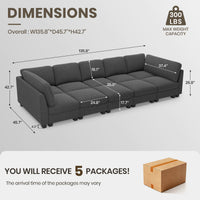 Charcoal-Grey-/-Terry-4-Seat-Sleeper-Sofa-dimension