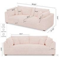 Pale-Pink-/-Faux-Rabbit-Fur-Corduroy-Loveseat