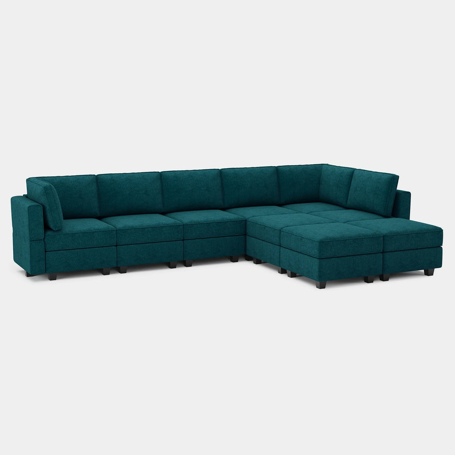Peacock-Blue-/-Terry-9-Seat-L-Shaped-Sectional