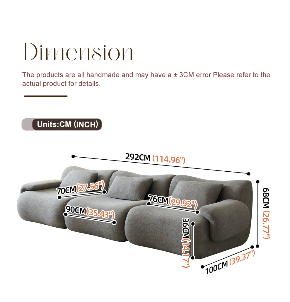 Boucle-Pure-Grey-3-Seats-Sofa-dimension