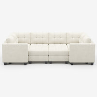 Oatmeal-Beige-/-Chenille-8-Seat-Wraparound-Pit-Sectional