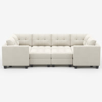 Cosmic-Latte-/-Velvet-8-Seat-Wraparound-Pit-Sectional