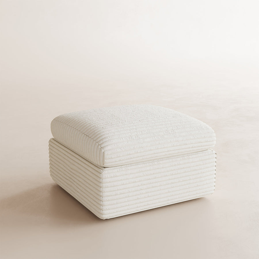 White-Beige-/-Corduroy-C-Ottoman
