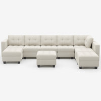 Cosmic-Latte-/-Velvet-9-Seat-U-Shaped-Open-Sectional-with-Ottoman