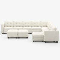 Oatmeal-Beige-/-Chenille-11-Seat-L-Shaped-Sectional