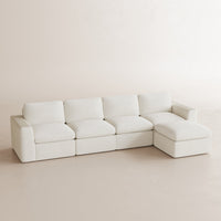 White-Beige-/-Corduroy-5-Seat-L-Shaped-Sectional