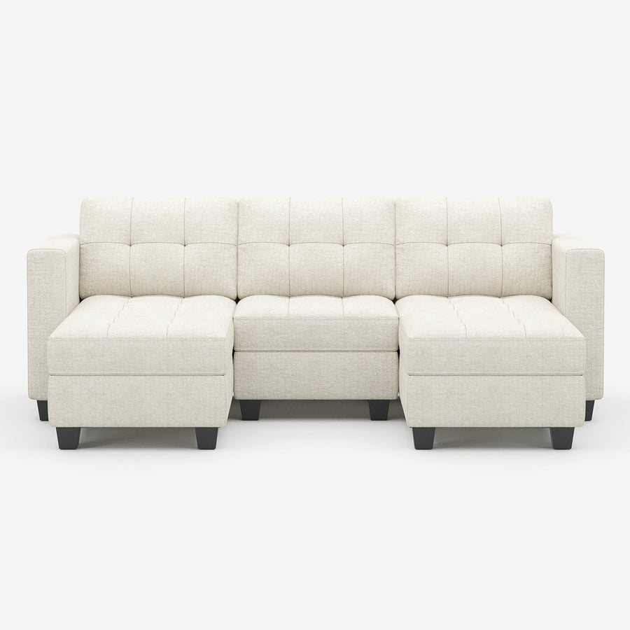 Oatmeal-Beige-/-Chenille-5-Seat-U-Shaped-Open-Sectional