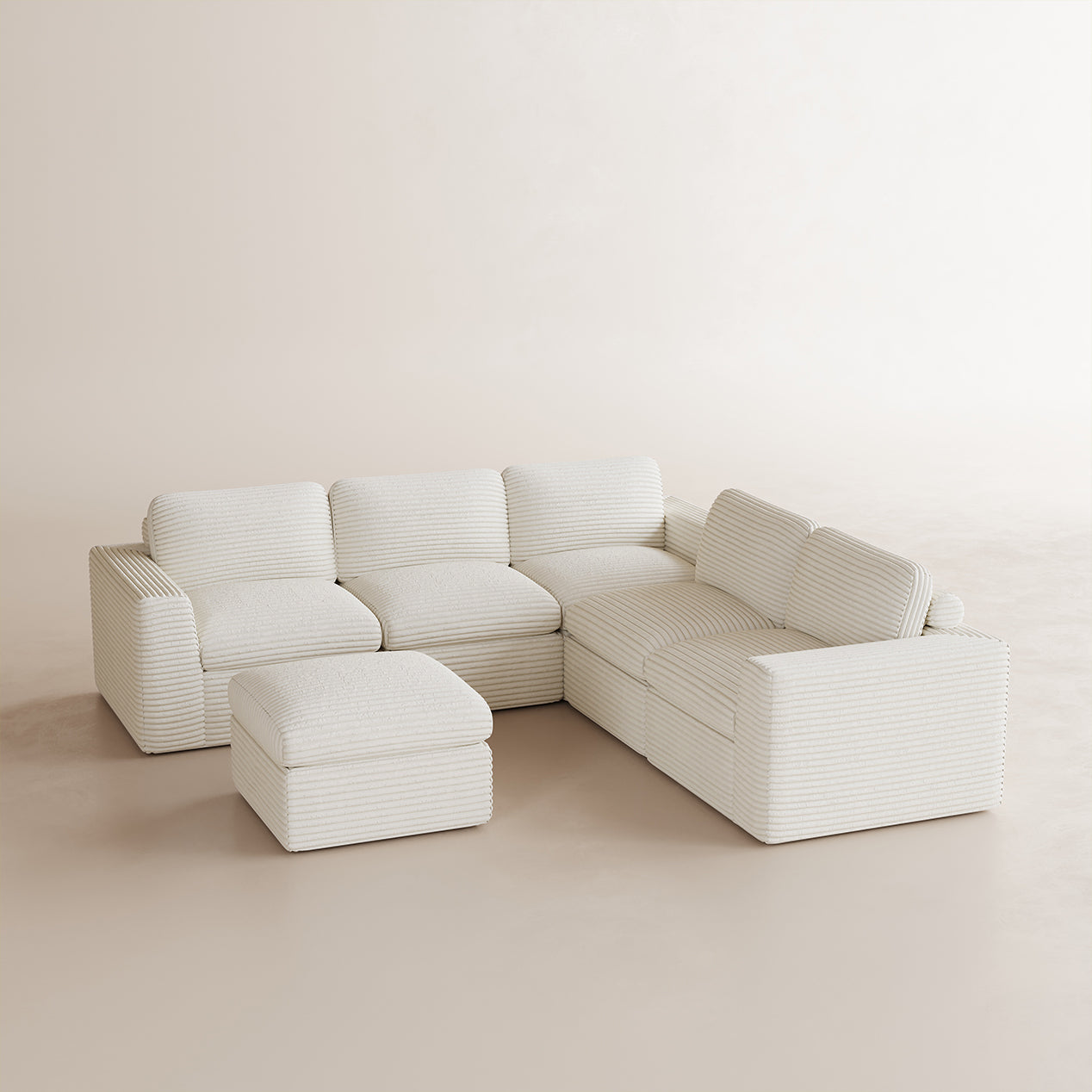 Corduroy-White-Beige-5-Seats-L-Shaped-Sectional-with-Ottoman