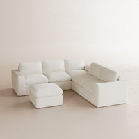 White-Beige-/-Corduroy-6-Seat-U-Shaped-Sectional-with-Return