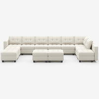 Cosmic-Latte-/-Velvet-12-Seat-U-Shaped-Sectional