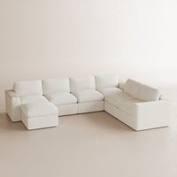 White-Beige-/-Corduroy-7-Seats-U-Shaped-Sectional