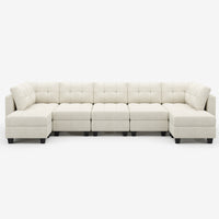 Oatmeal-Beige-/-Chenille-12-Seat-Open-U-Shaped-Sectional