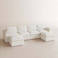 White-Beige-/-Corduroy-6-Seat-U-Shaped-Open-Sectional