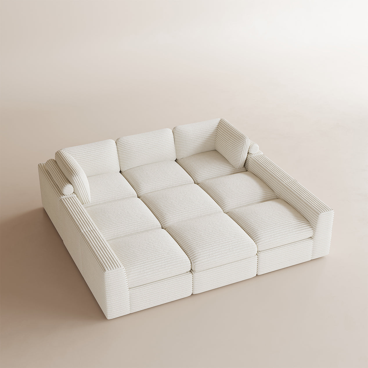 Corduroy-White-Beige-9-Seats-Sleeper-Sectional
