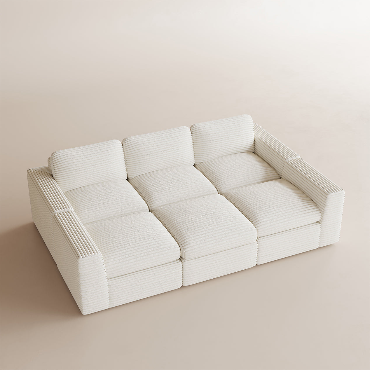 Corduroy-White-Beige-6-Seats-Sleeper-Sectional