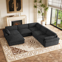 Graphite-Grey-/-Chenille-5-Seat-Corner-Sectional-with-Ottoman