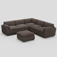 Mink-Brown-/-Corduroy-6-Seat-U-Shaped-Sectional-with-Return