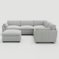 Cloud-Gray-/-Corduroy-6-Seat-U-Shaped-Sectional-with-Return