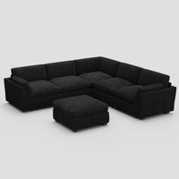 Obsidian-Black-/-Corduroy-6-Seat-U-Shaped-Sectional-with-Return