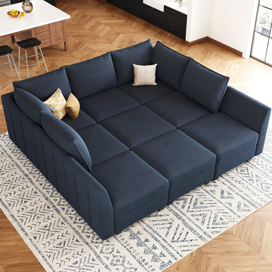 Navy-Blue-/-Velvet-9-Seat-Pit-Sectional