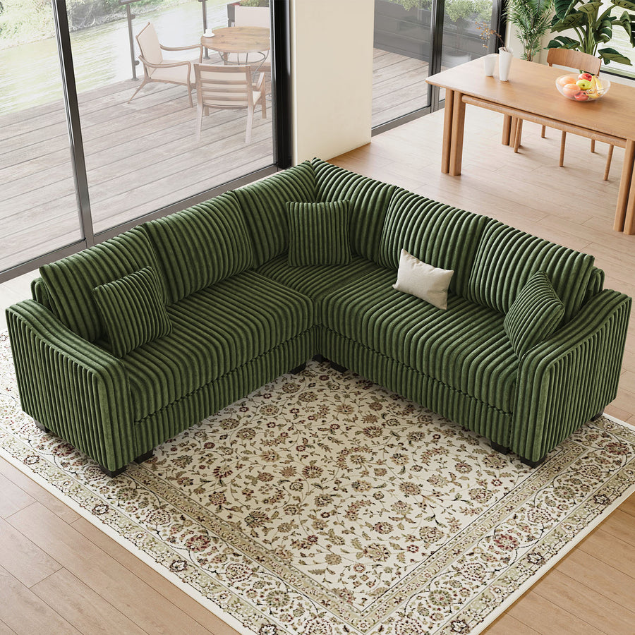 Olivewood-Green-/-Corduroy-5-Seats-Corner-Sectional