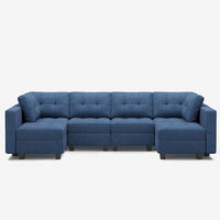 Prussian-Blue-/-Weave-6-Seat-U-Shaped-Sectional