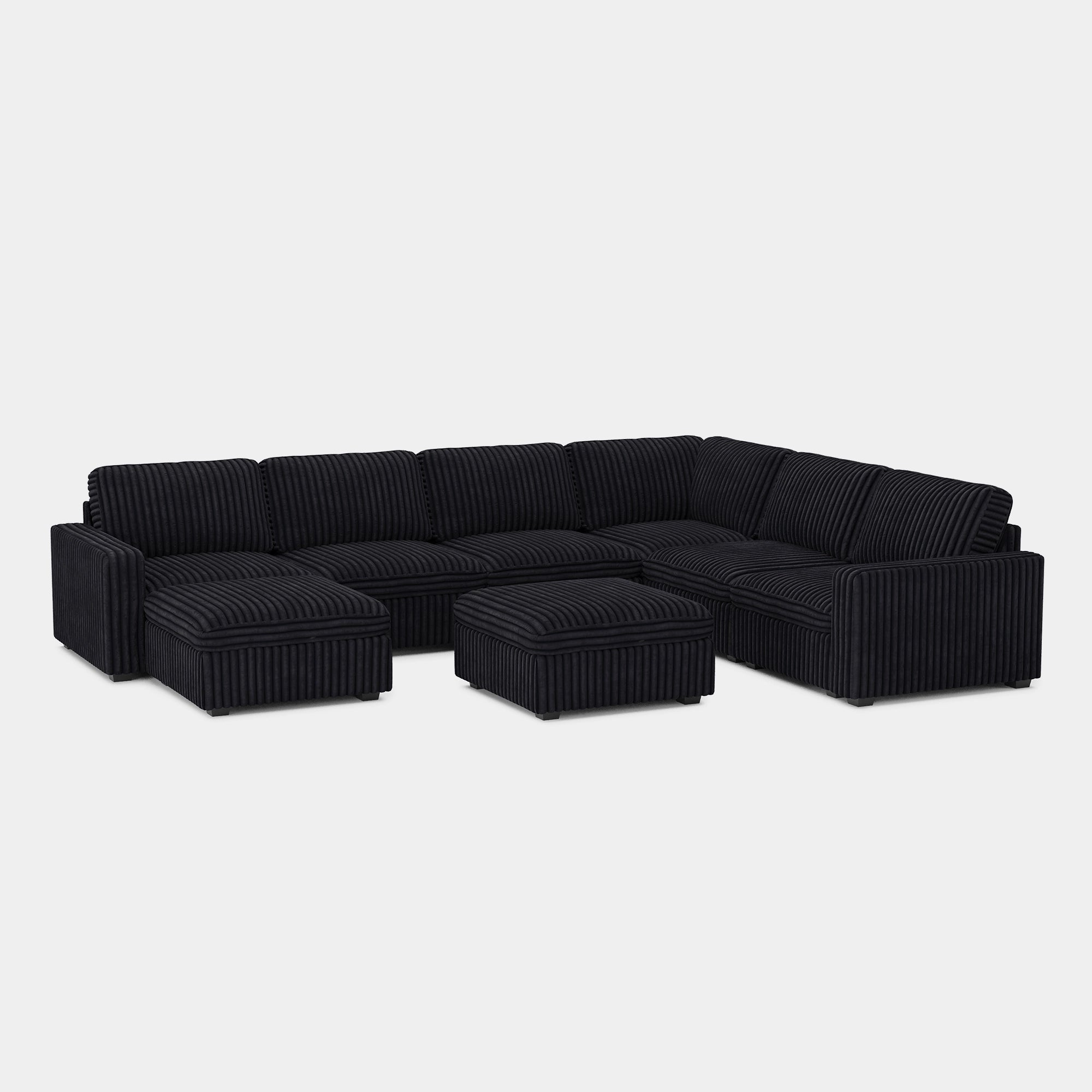 Obsidian-Black-/-Corduroy-8-Seat-U-Shaped-Sectional