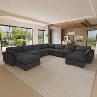 Graphite-Grey-/-Chenille-8-Seat-U-Shaped-Sectional-with-Return