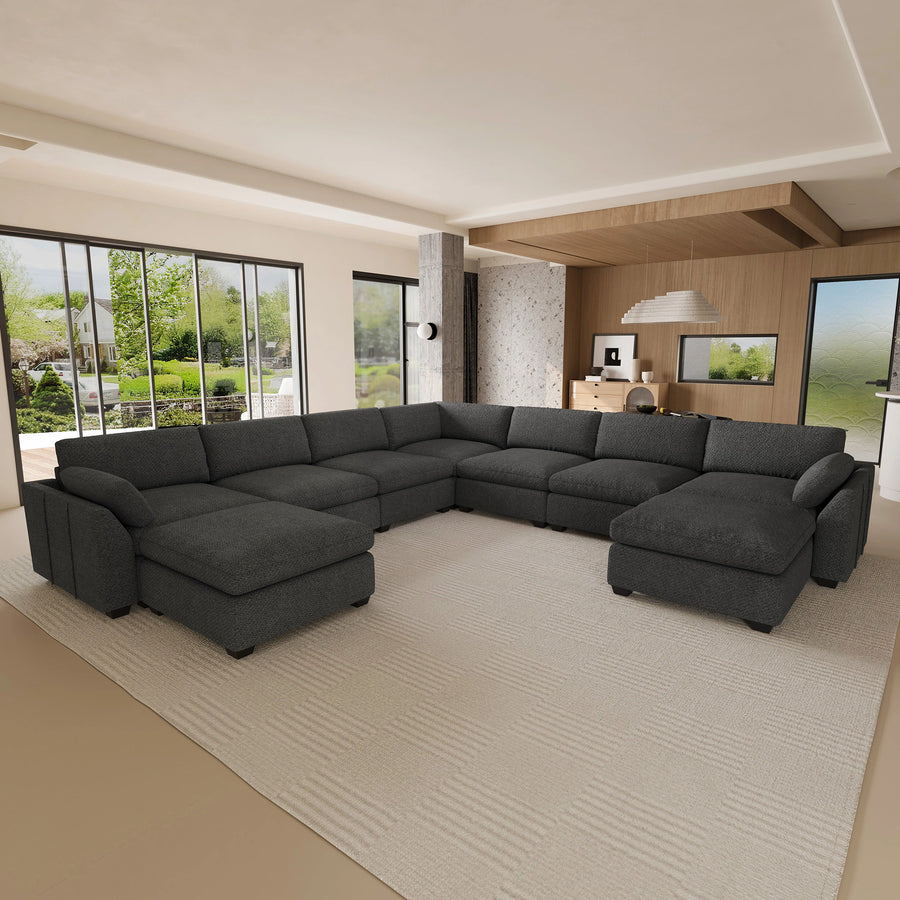 Graphite-Grey-/-Chenille-8-Seat-U-Shaped-Sectional-with-Return