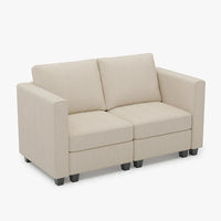 Misty-White-Chenille-2-Seat-Modular-Loveseat-Sofa-Belffin