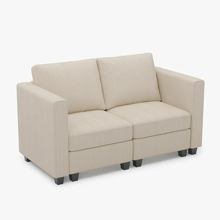 Misty-White-Chenille-2-Seat-Modular-Loveseat-Sofa-Belffin