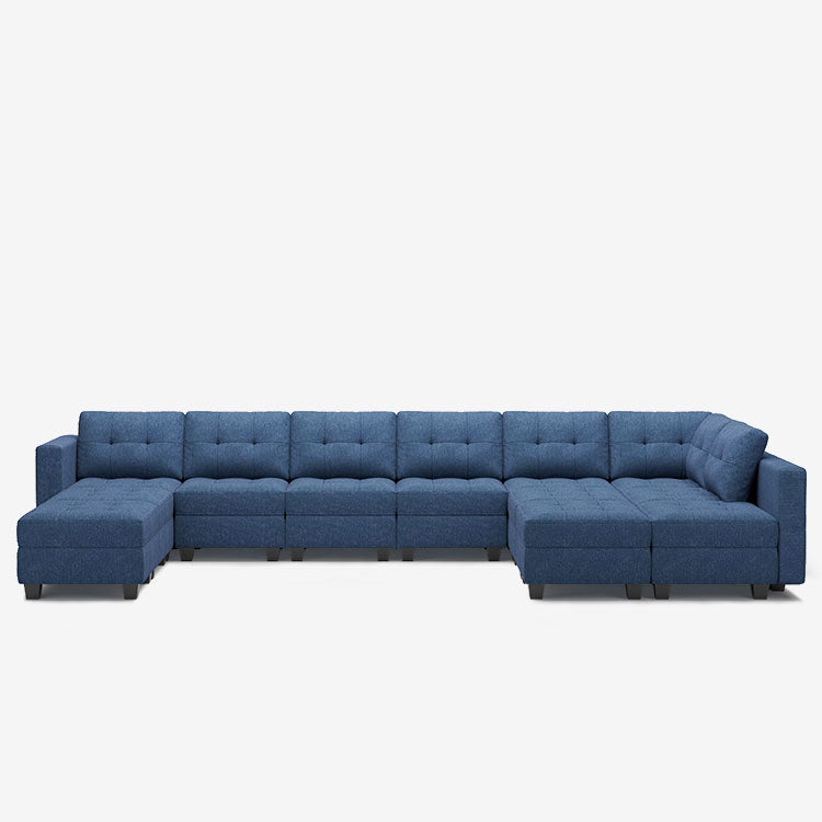 Prussian-Blue-/-Weave-12-Seat-U-Shaped-Sectional