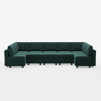 Pine-Green-/-Velvet-12-Seat-U-Shaped-Pit-Sectional