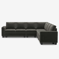 Iron-Grey-/-Velvet-7-Seat-L-Shaped-Corner-Sectional