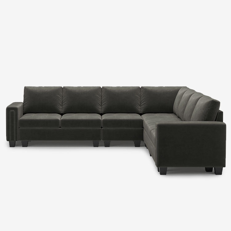 Iron-Grey-/-Velvet-7-Seat-L-Shaped-Corner-Sectional