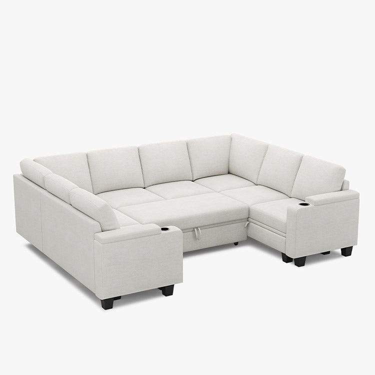 Belffin Modular 8 Seater Modular Chenille Pull-out Sofa with Storage Seats