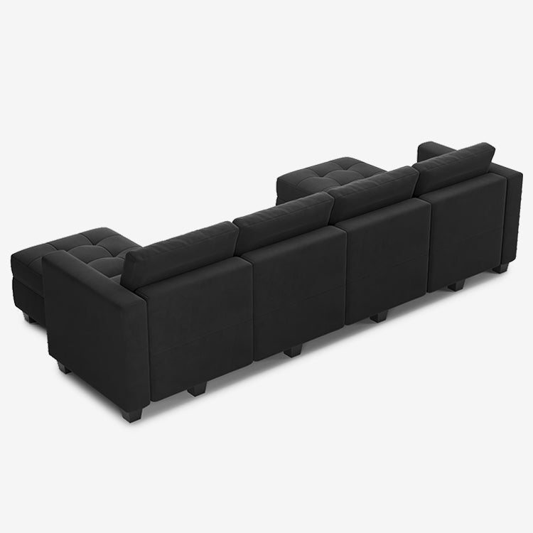 Belffin 6 Seats + 6 Sides Modular Velvet Tufted Sofa with Storage Seat