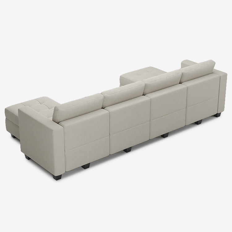 Belffin 6 Seats + 6 Sides Modular Velvet Tufted Sofa with Storage Seat