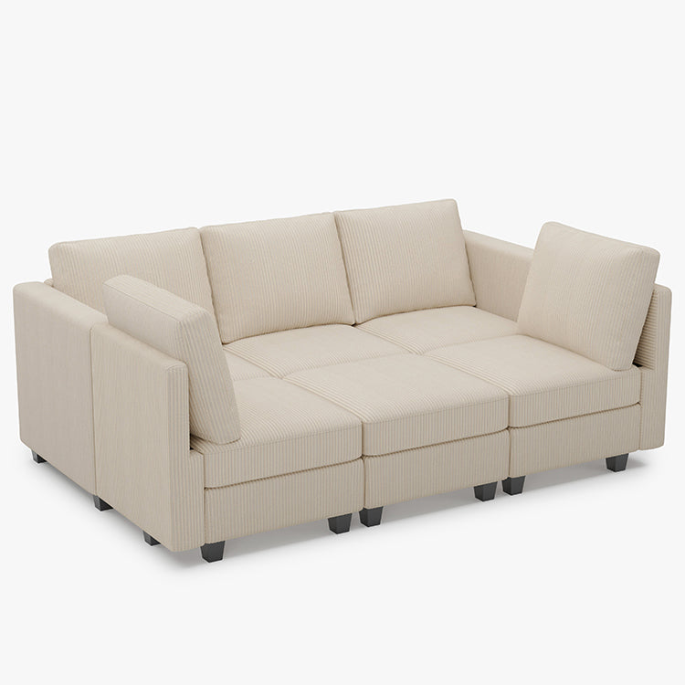 Belffin 6 Seats + 7 Sides Modular Corduroy Sleeper Sofa with Storage Seat