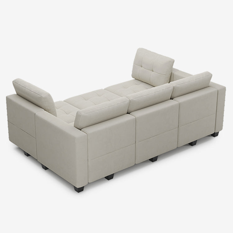 Belffin 6 Seats + 7 Sides Modular Velvet Tufted Sleeper Sofa with Storage Seat