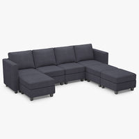 Pewter-Grey-/-Corduroy-7-Seat-U-Shaped-Open-Sectional