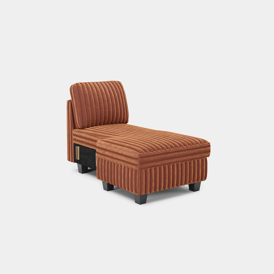 Caramel-Brown-/-Faux-Rabbit-Fur-Corduroy-Module-Armless-Left-Chaise