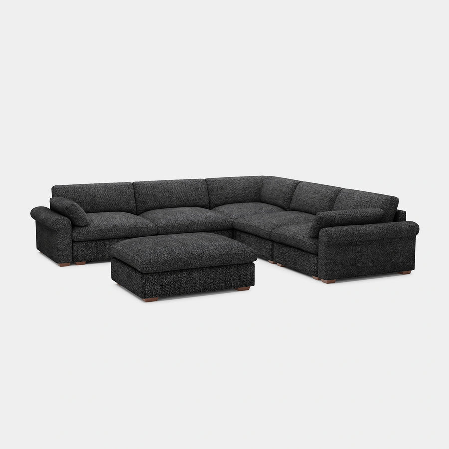 Graphite-Grey-/-Chenille-5-Seat-Corner-Sectional-with-Ottoman