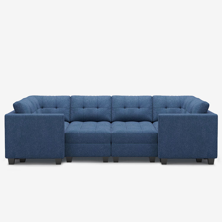 Prussian-Blue-/-Weave-8-Seat-Wraparound-Pit-Sectional