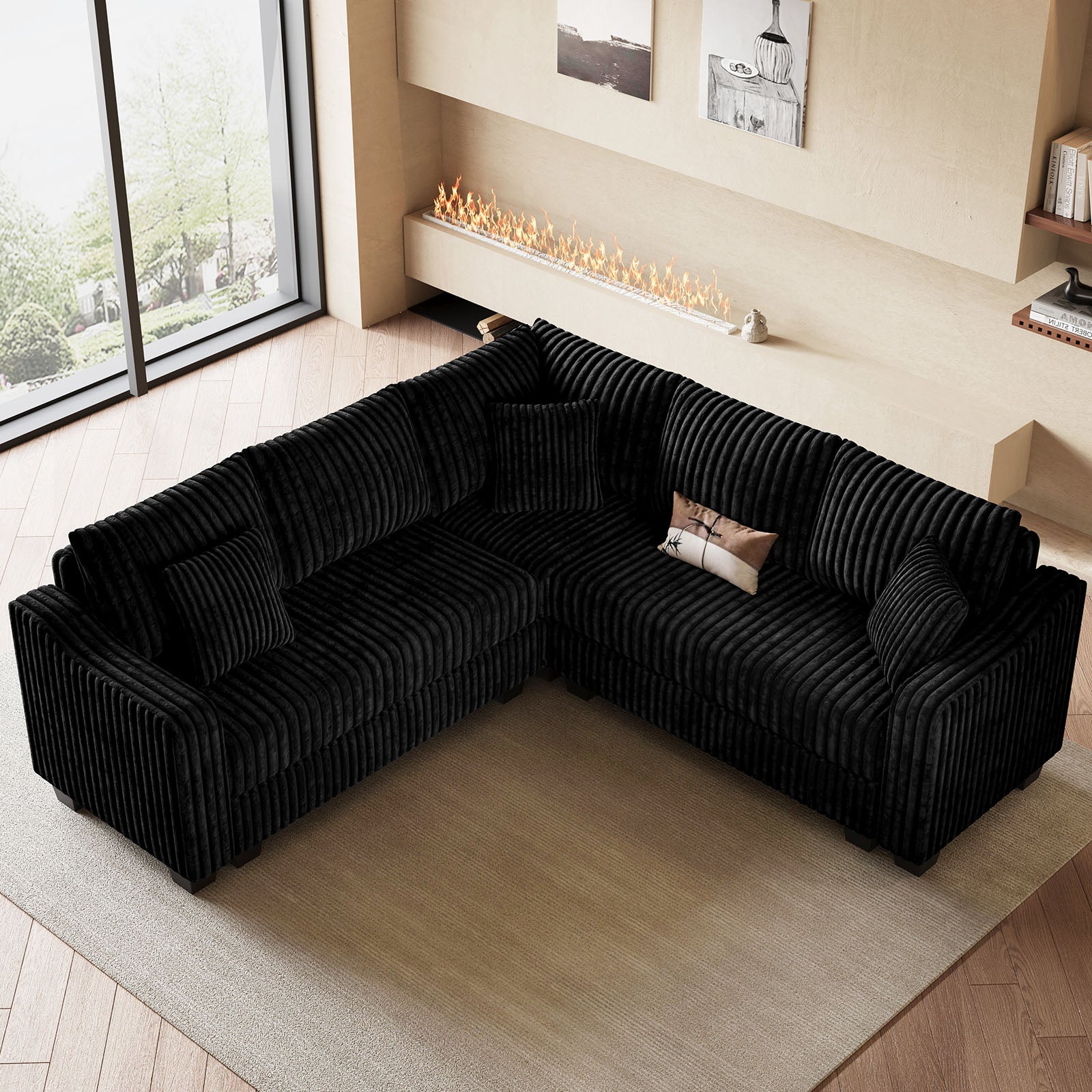 Obsidian-Black-/-Corduroy-5-Seats-Corner-Sectional
