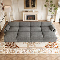 Silver-Grey-/-Chenille-8-Seat-Open-Pit-Sectional