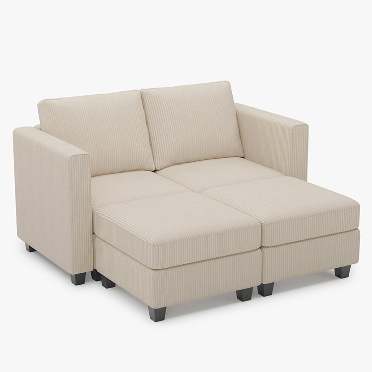 Belffin 4 Seats + 4 Sides Modular Corduroy Sleeper Sofa with Storage Seat