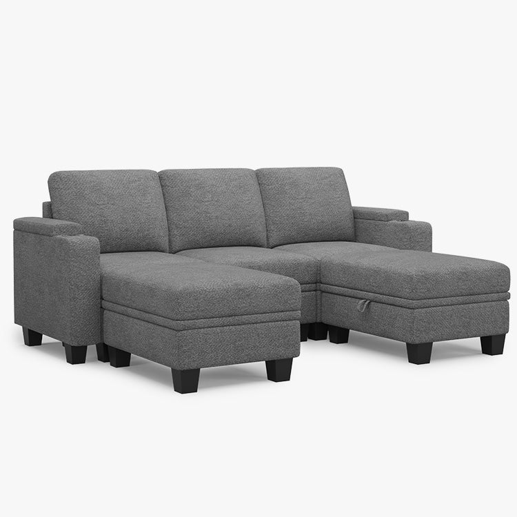 Belffin Modular 5 Seater Modular Chenille Sofa